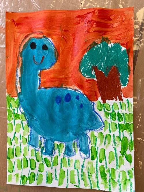 Painted blue dinosaur